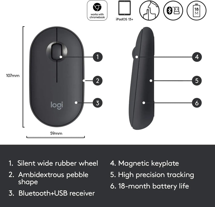 Mouse Portable Pebble Shape
